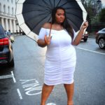 Kat Henry - Plus Size Model, Ms International Curve ‘17/18, Ms British Beauty Curve '15, Ridge Radio DJ,Blogger, Body Positive Activist - modeling a plus size white dress by @missguided